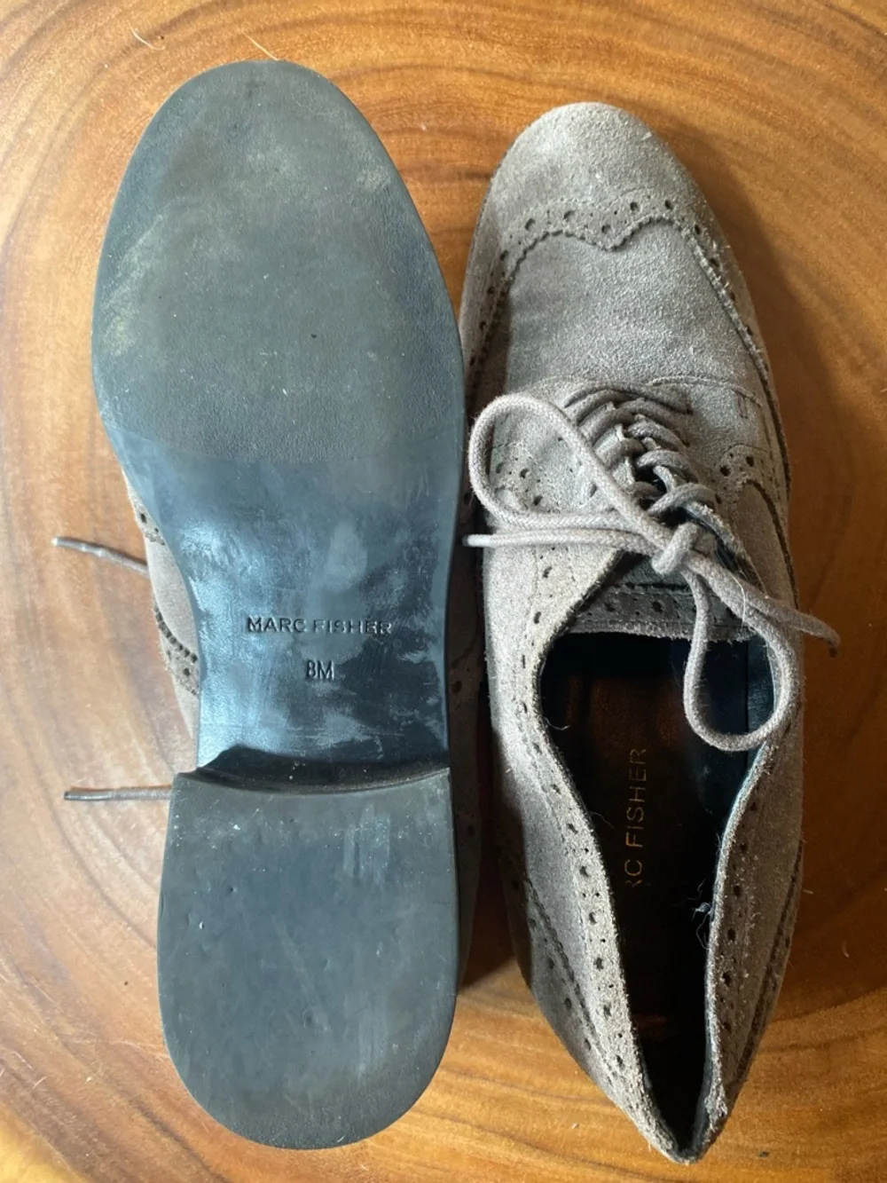 Marc Fisher Kathie Gray Suede Leather Wingtip Oxfords Lace Up Shoes Size 8M